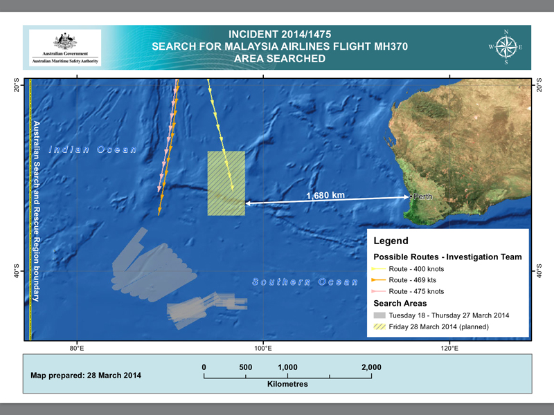 澳方公開今天的搜索區域圖。