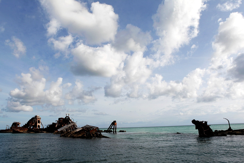 15艘人工沉船不僅是魚類棲息天堂，也為海豚島增添了幾分另類的魅力。（攝影：馬小龍）