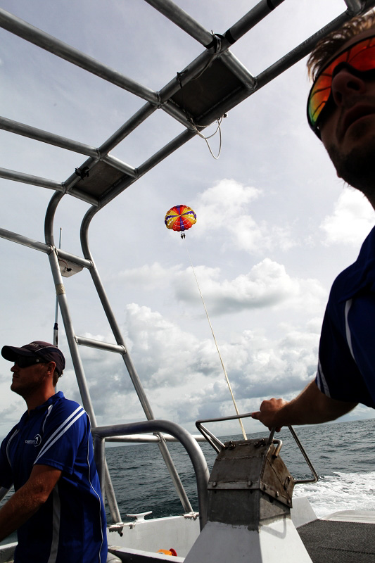 到底是我們在玩降落傘呢，還是他們在玩放風箏？（攝影 馬小龍）