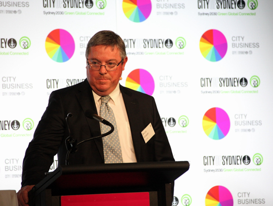 澳貿委首席執行官布魯斯?高斯帕進行主題演講。（攝影 馬小龍）